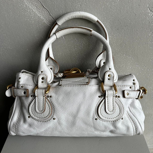 🏵️ Pre-owned Authentic Iconic CHLOE Paddington Bag in white leather🏵️