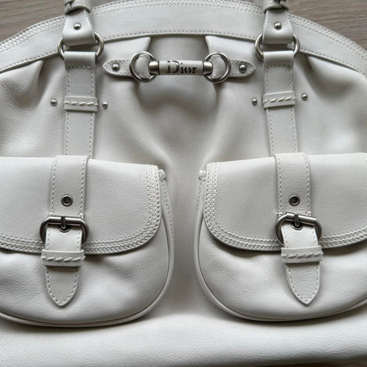 Christian Dior Y2K handbag tote bag white leather
