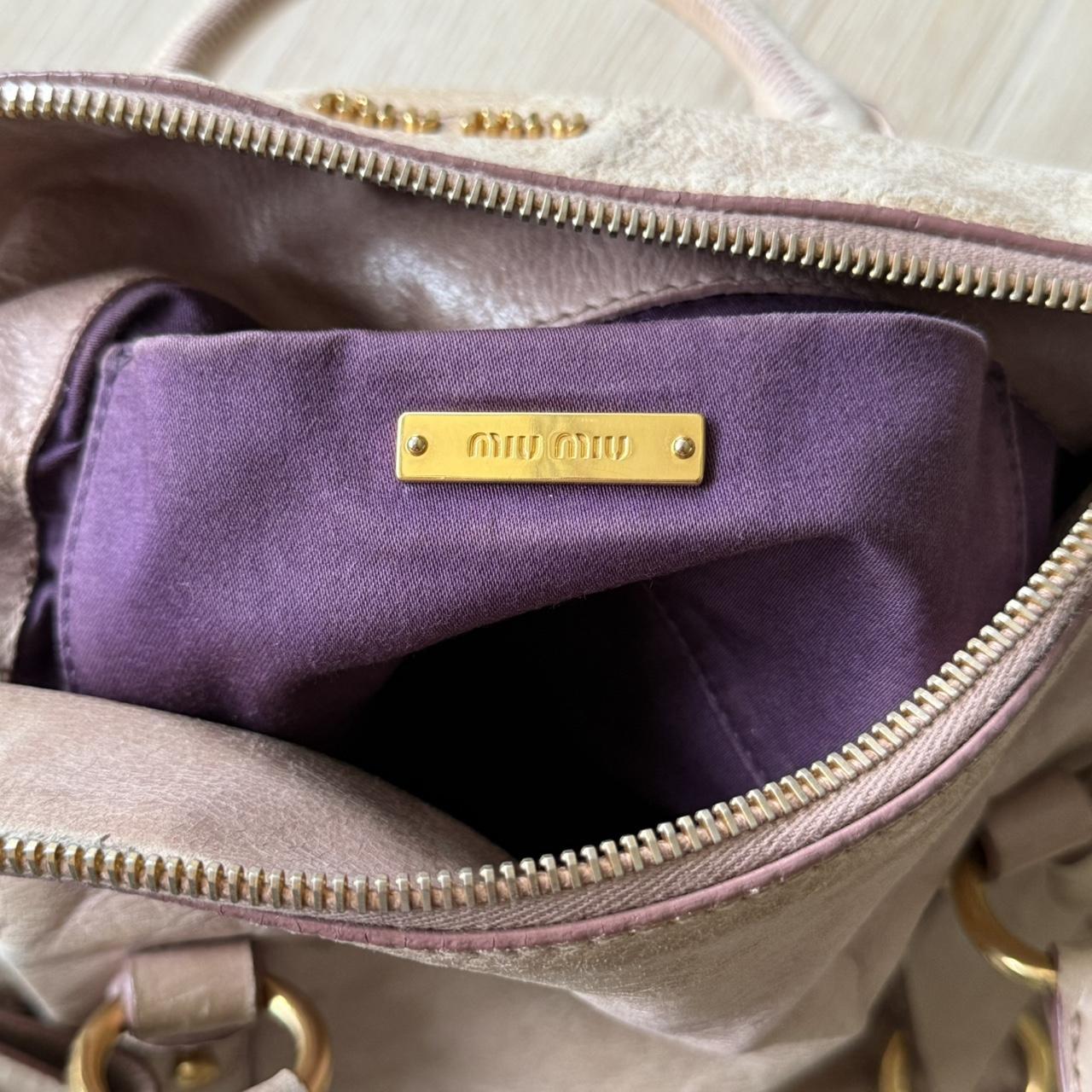 Miu Miu Vitello Mini Small Beige Shoulder Bag Crossbody Leather Ribbons