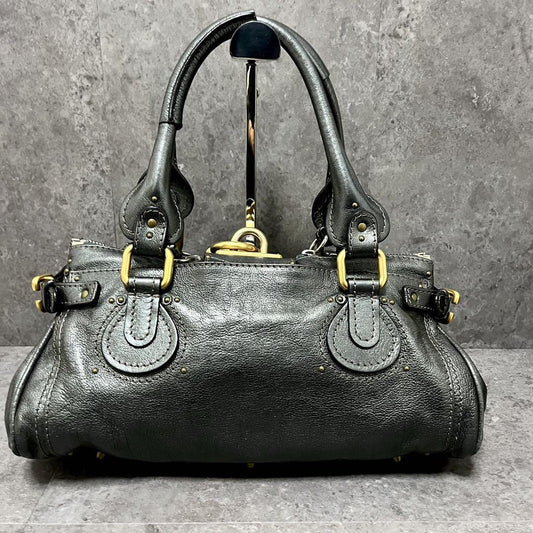 Genuine Pre-Owned Beautiful Chloe Paddington handbag padlock metallic gray