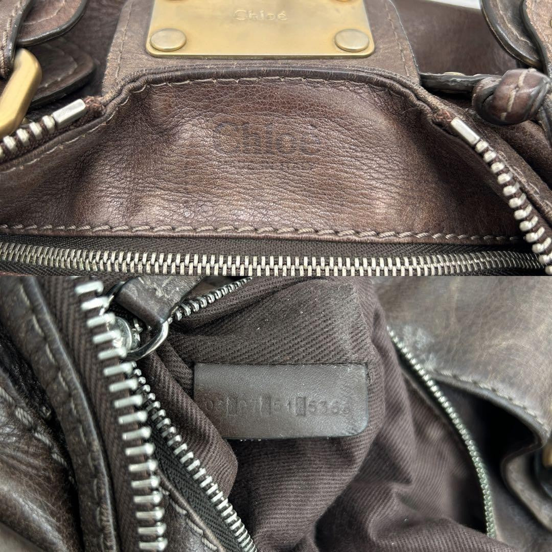 Genuine Pre-Owned Beautiful Chloe Paddington handbag padlocked leather dark brown