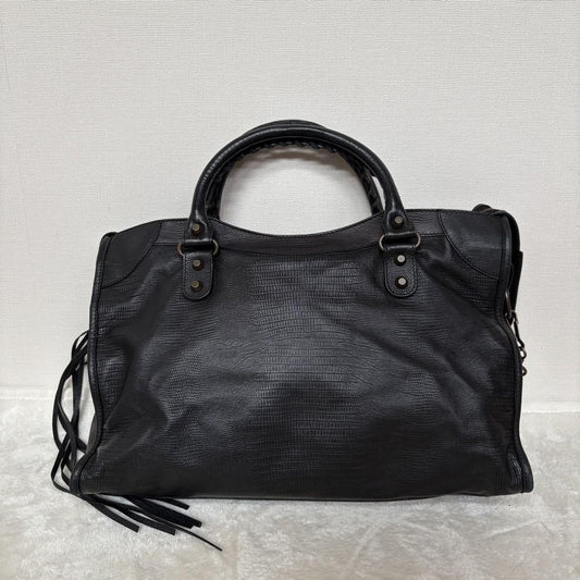 Genuine Pre-Owned Beautiful BALENCIAGA The City Bag Embossed Black Shoulder
