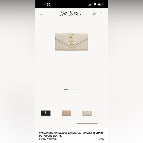 Authentic Preowned Yves Saint Laurent matelasse envelope flap long clutch wallet