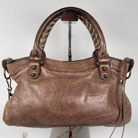 Genuine Pre-Owned Balenciaga The First hand, shoulder bag 2-way brown leather