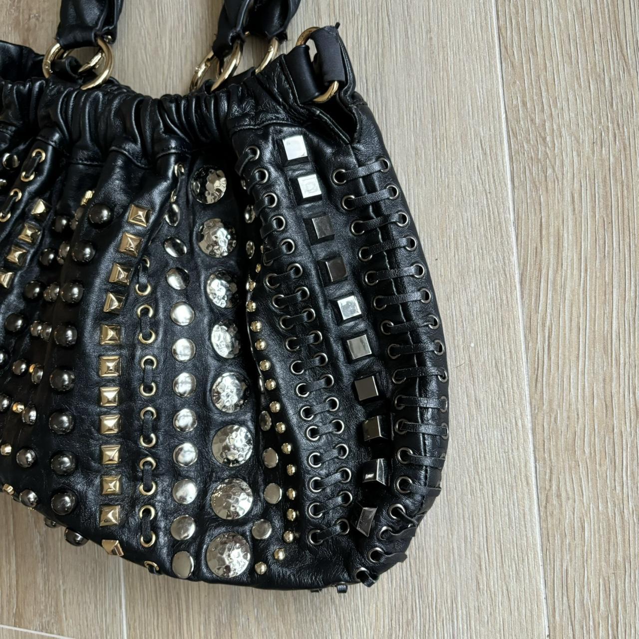 Miu Miu Leather Studded Y2K Handbag w/ Braids & Beads