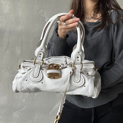 🏵️ Pre-owned Authentic Iconic CHLOE Paddington Bag in white leather🏵️