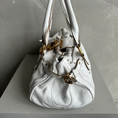 🏵️ Pre-owned Authentic Iconic CHLOE Paddington Bag in white leather🏵️