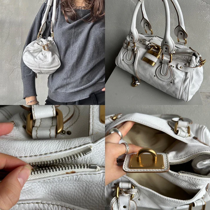 🏵️ Pre-owned Authentic Iconic CHLOE Paddington Bag in white leather🏵️