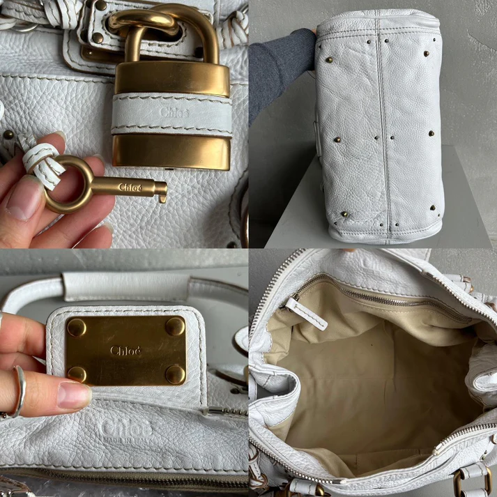 🏵️ Pre-owned Authentic Iconic CHLOE Paddington Bag in white leather🏵️