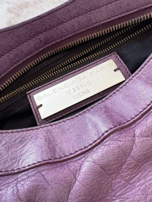 Genuine Pre-Owned BALENCIAGA The City Editor's Bag Handbag Shoulder Leather Purple Tote bag