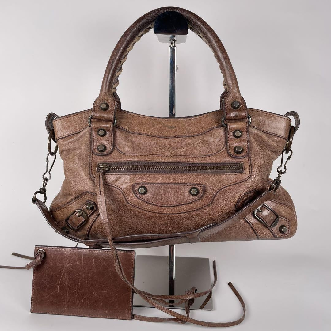 Genuine Pre-Owned Balenciaga The First hand, shoulder bag 2-way brown leather