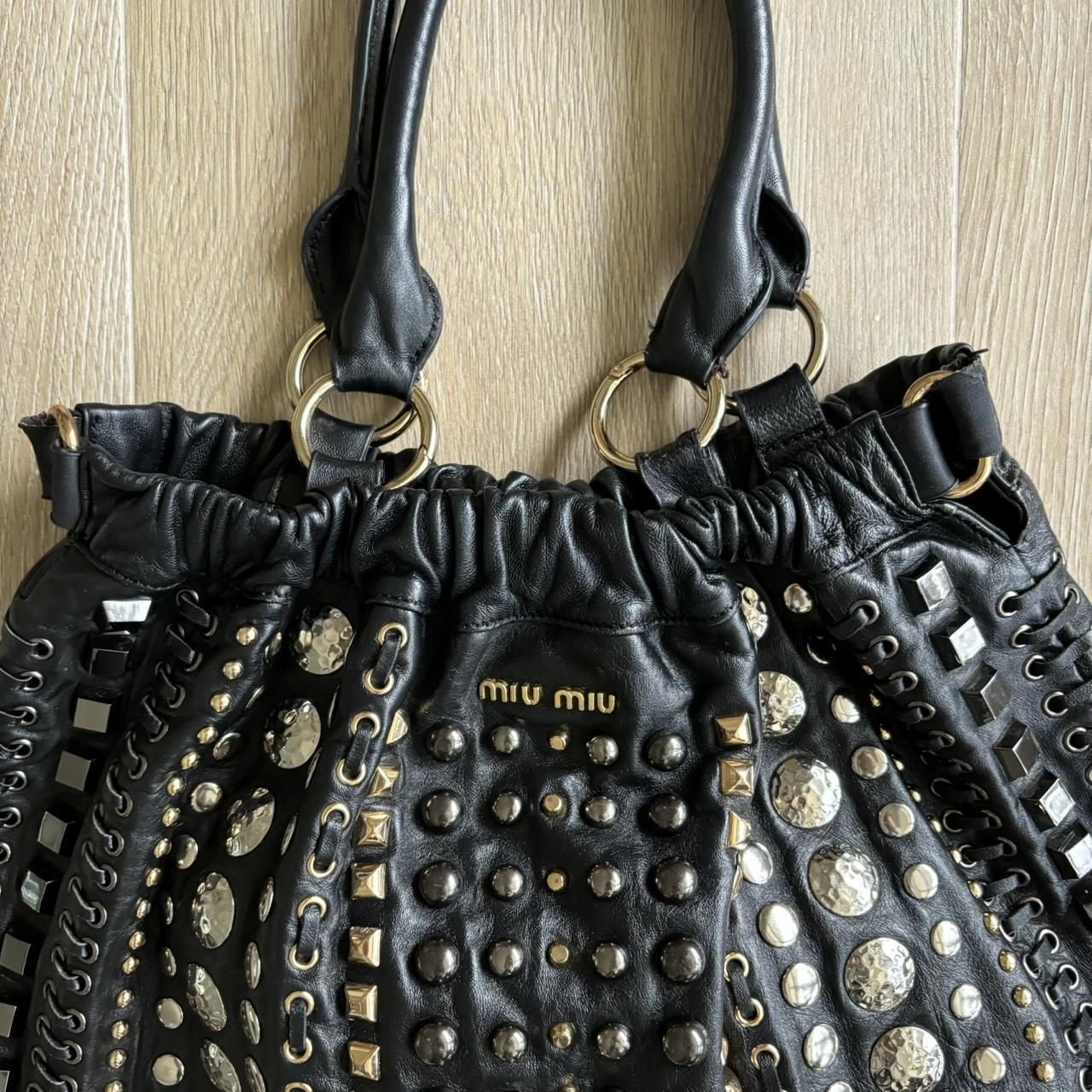 Miu Miu Leather Studded Y2K Handbag w/ Braids &amp; Beads