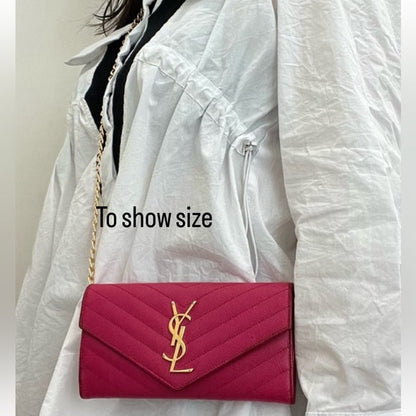 Authentic Preowned Yves Saint Laurent matelasse envelope flap long clutch wallet