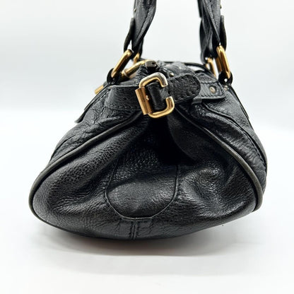 Rare Chloe Paddington Hand Bag Leather Black Padlock Key Used