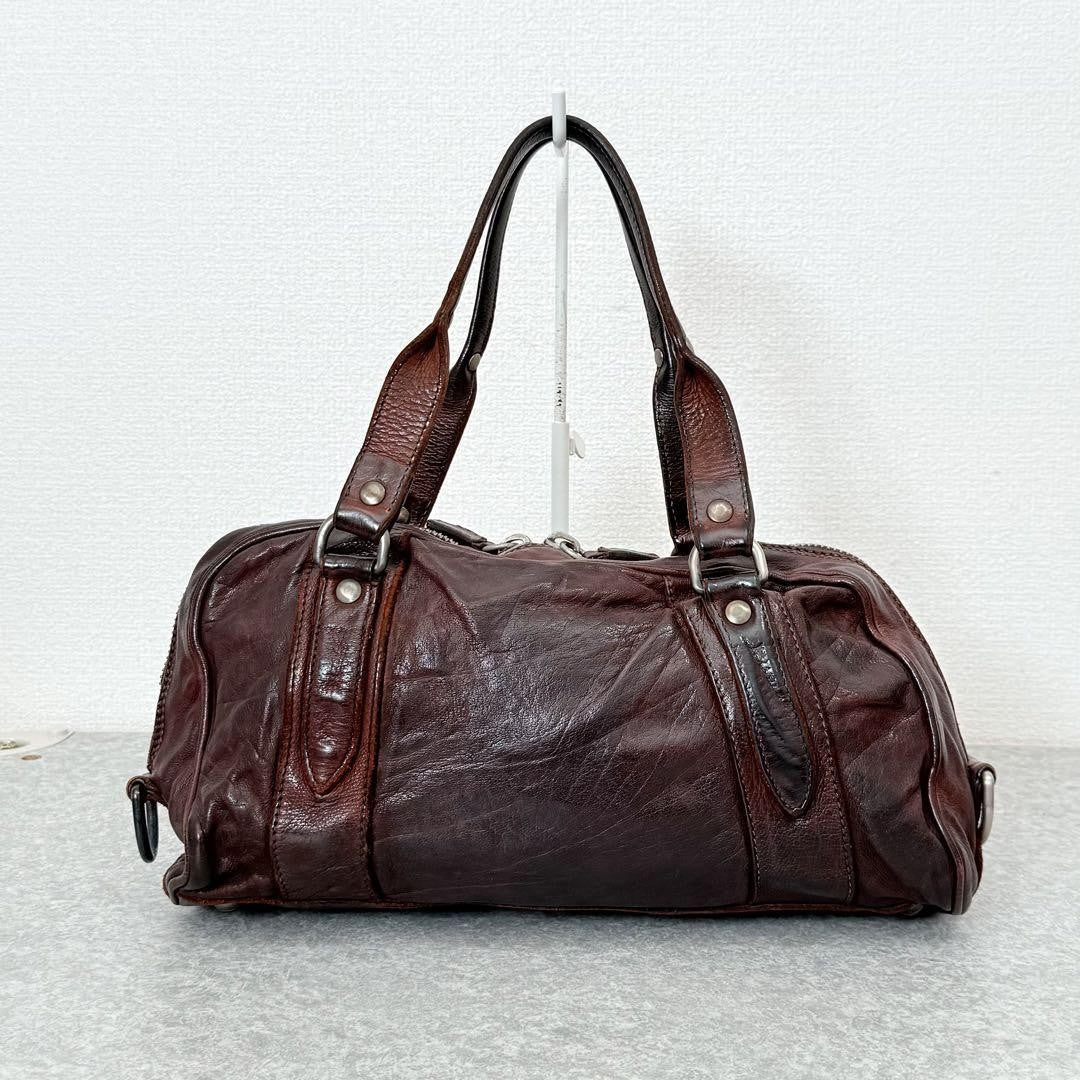 Genuine Pre-Owned miu miu leather flower studs handbag mini Boston Brown