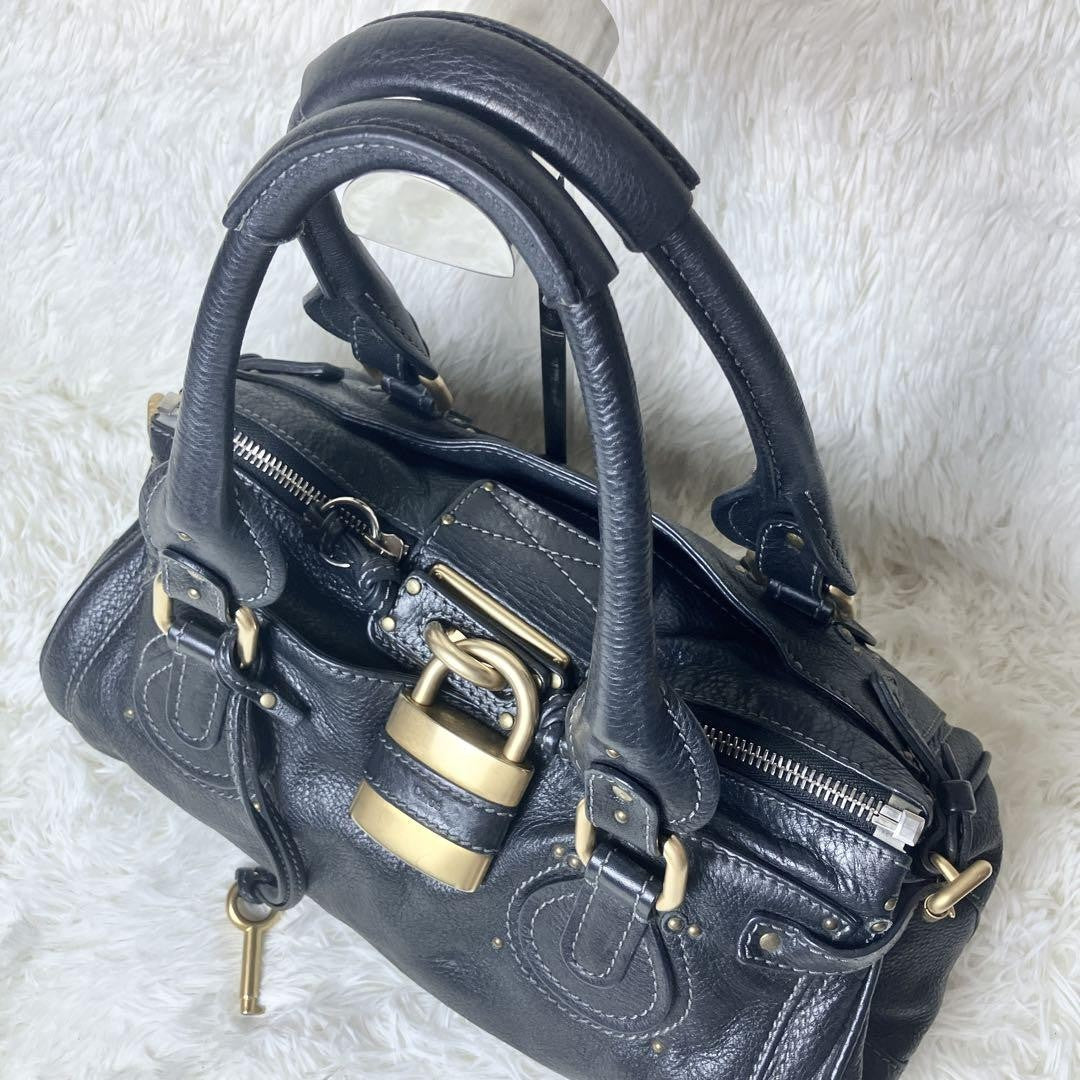 Genuine Pre-Owned Beautiful Chloe Paddington Handbag Leather Black Padlock