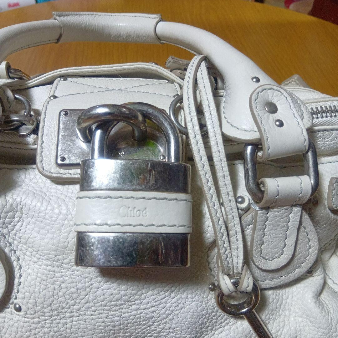 Genuine Preowned Chloe Paddington leather handbag tote white