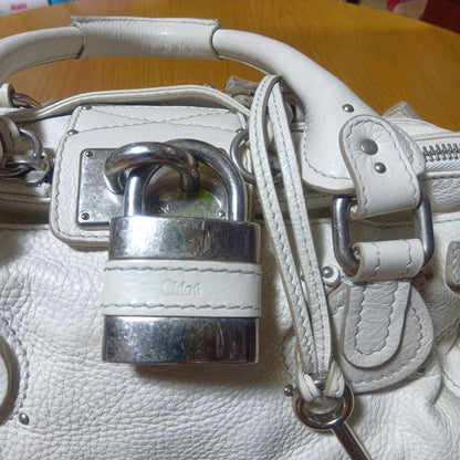 Genuine Preowned Chloe Paddington leather handbag tote white