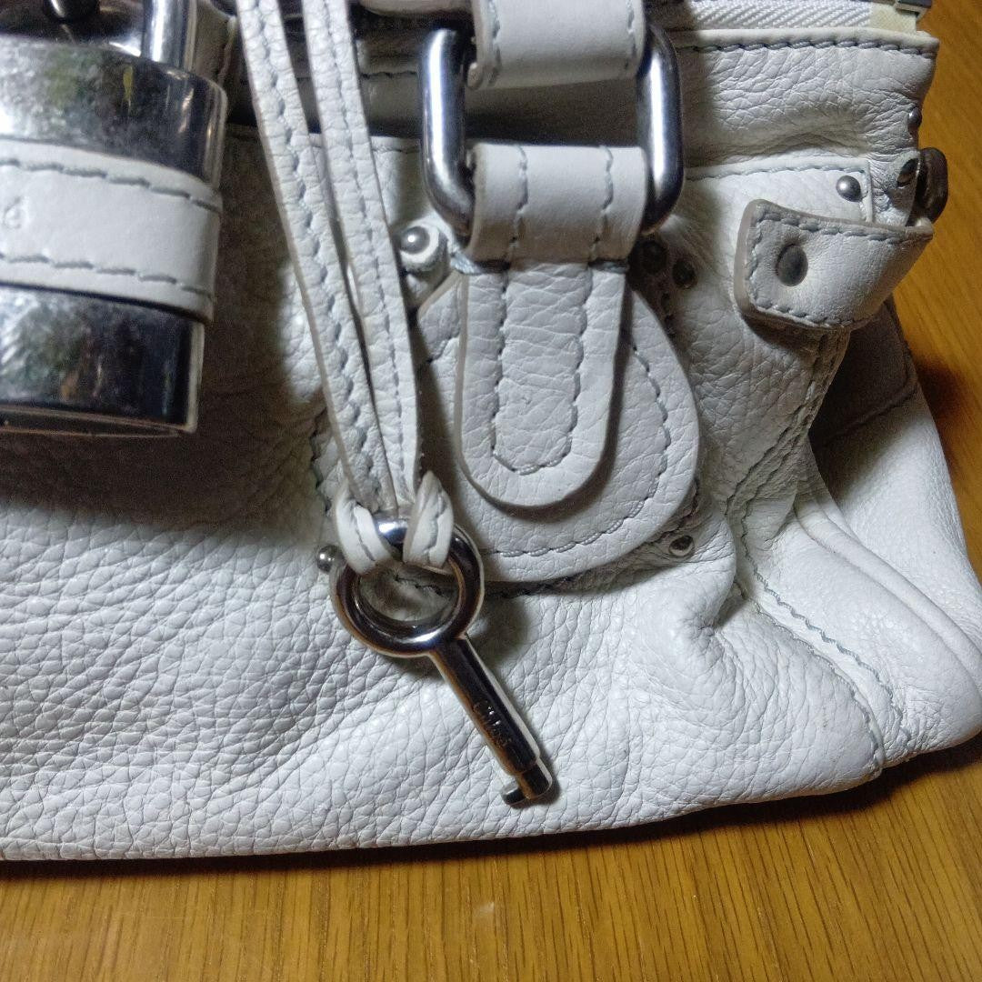 Genuine Preowned Chloe Paddington leather handbag tote white