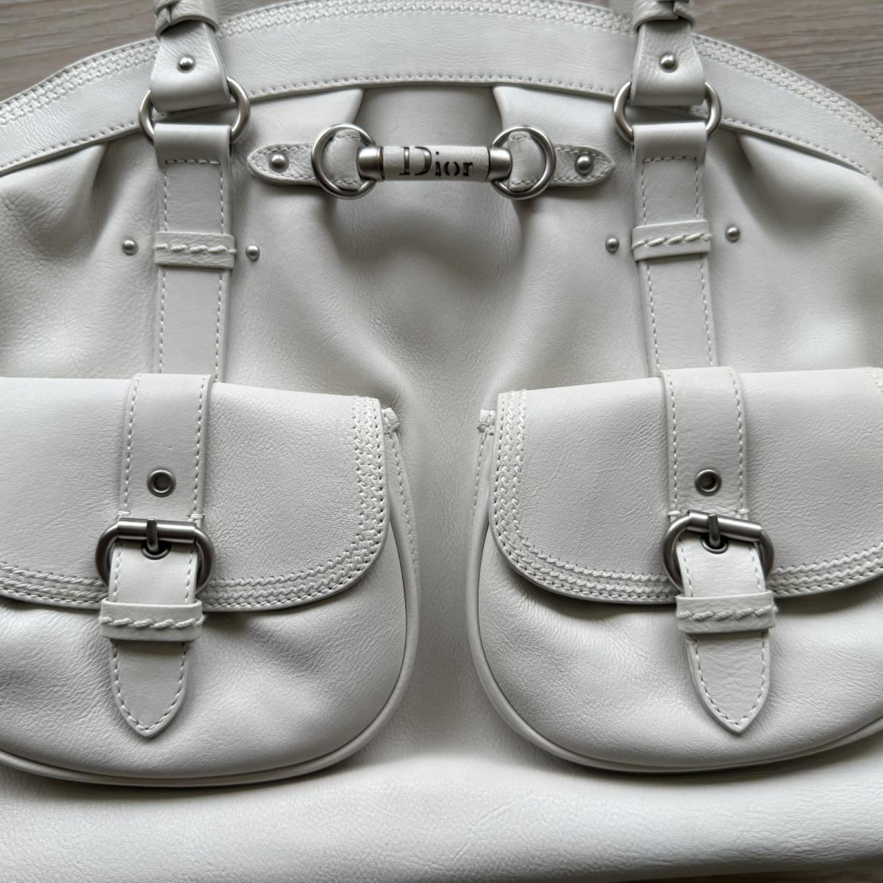 Christian Dior Y2K handbag tote bag white leather