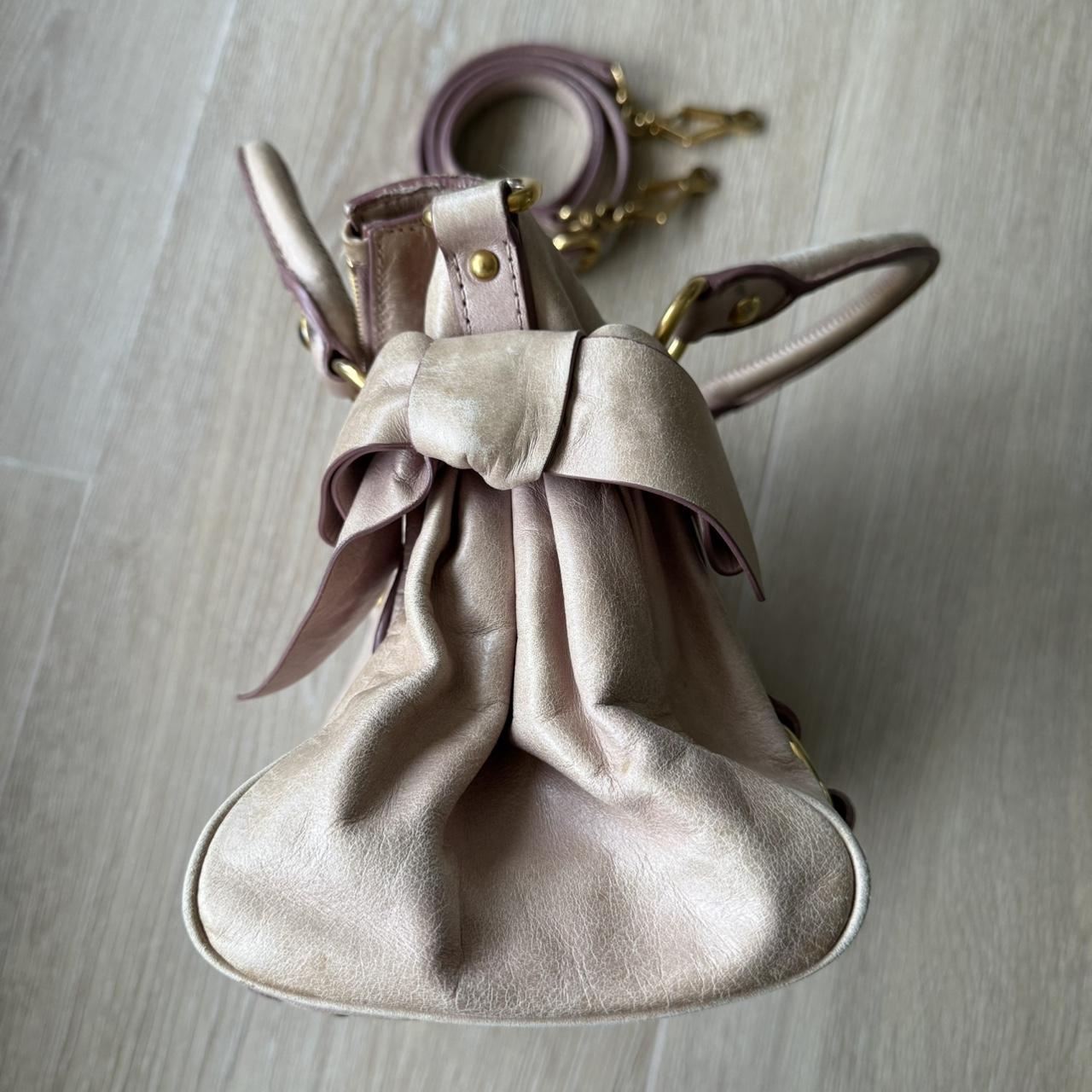 Miu Miu Vitello Mini Small Beige Shoulder Bag Crossbody Leather Ribbons