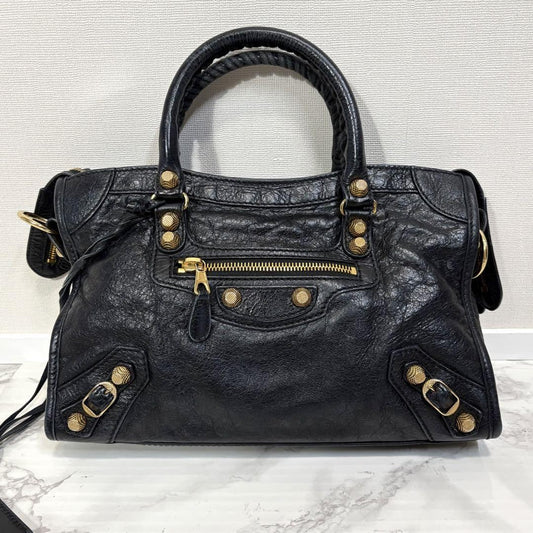 Genuine Pre-Owned Beautiful BALENCIAGA Giant City 2way Bag Black