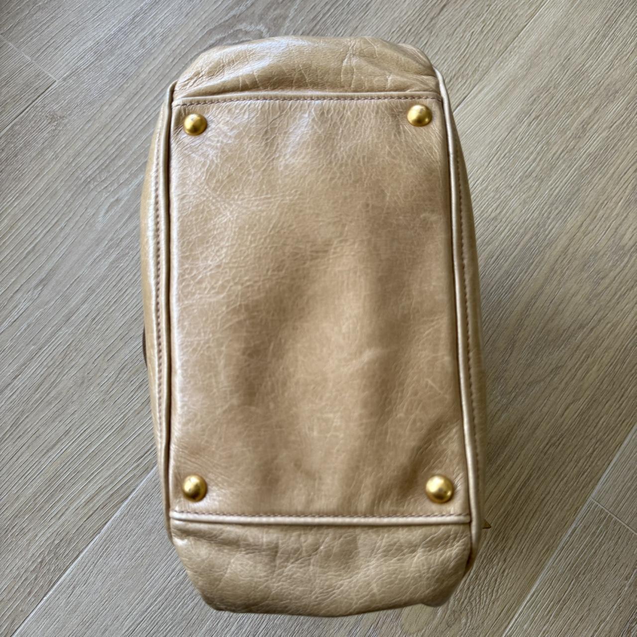 Miu Miu Vitello 2WAY Small Beige Shoulder Bag Crossbody Leather w/Ribbons