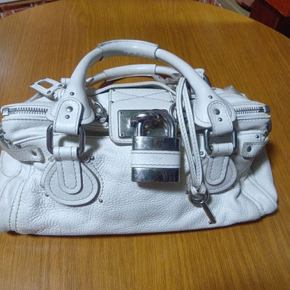 Genuine Preowned Chloe Paddington leather handbag tote white