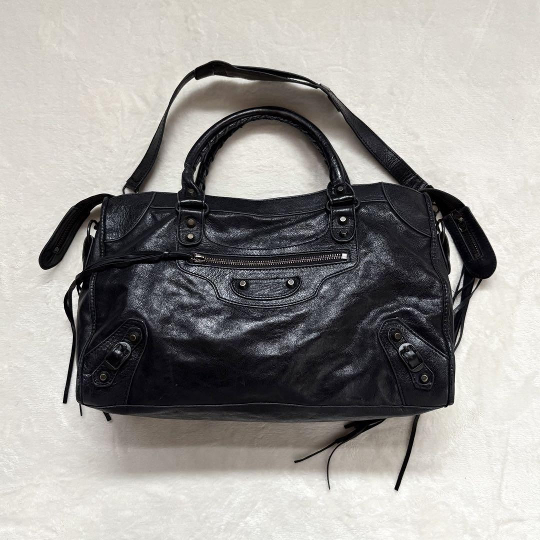 Genuine Pre-Owned BALENCIAGA The City 2way Bag Black Shoulder Bag