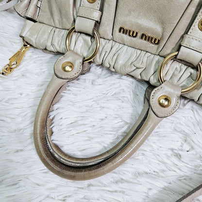 Genuine Pre-Owned MIU MIU leather shoulder bag 2-way Vittero Luxe beige