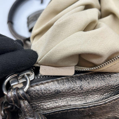 Rare Chloe Paddington handbag metallic silver Shoulder Bag Leather Women's