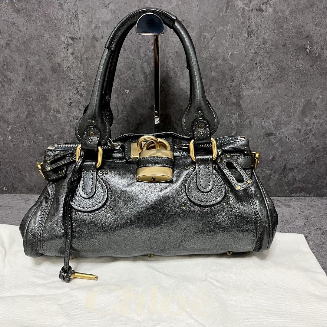 Genuine Pre-Owned Beautiful Chloe Paddington handbag padlock metallic gray