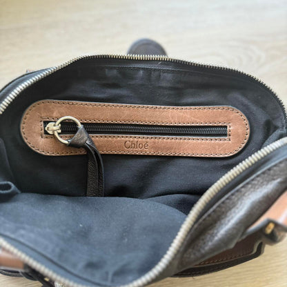 Chloe Kerala Handbag w/ Horse Charms Black/Silver/Brown Leather Y2K