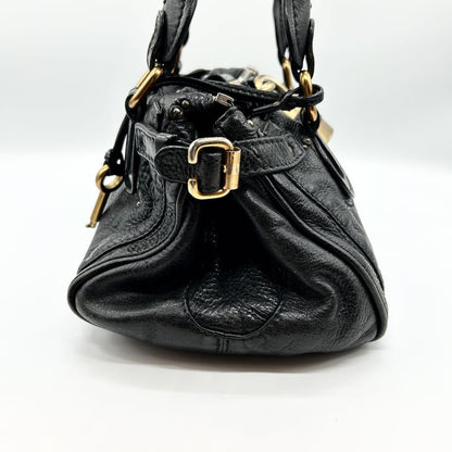 Rare Chloe Paddington Hand Bag Leather Black Padlock Key Used