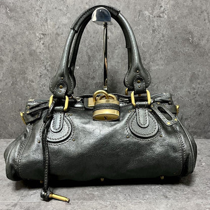 Genuine Pre-Owned Beautiful Chloe Paddington handbag padlock metallic gray