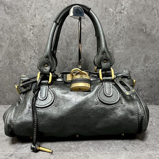 Genuine Pre-Owned Beautiful Chloe Paddington handbag padlock metallic gray
