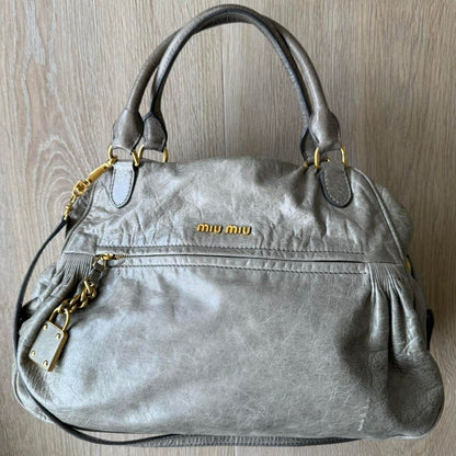 Miu Miu 2WAY Y2K Large Shoulder Bag Grey/Green