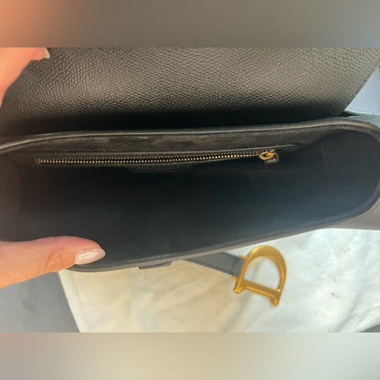 Authentic Preowned Christian Dior Saddle Bag in Grained black leather