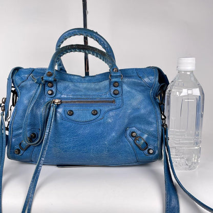 Genuine Pre-Owned Balenciaga Hand, shoulder bag blue leather