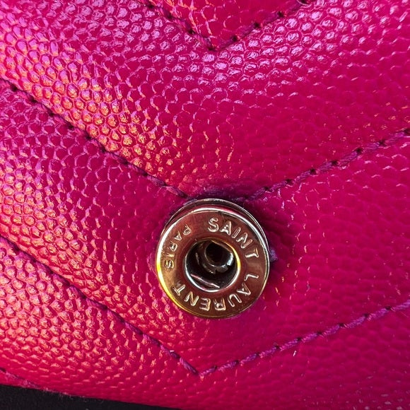 Authentic Preowned Pink YSL cassandre wallet on chain
