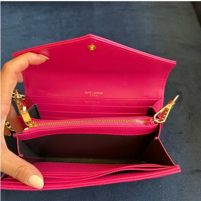 Authentic Preowned Pink YSL cassandre wallet on chain