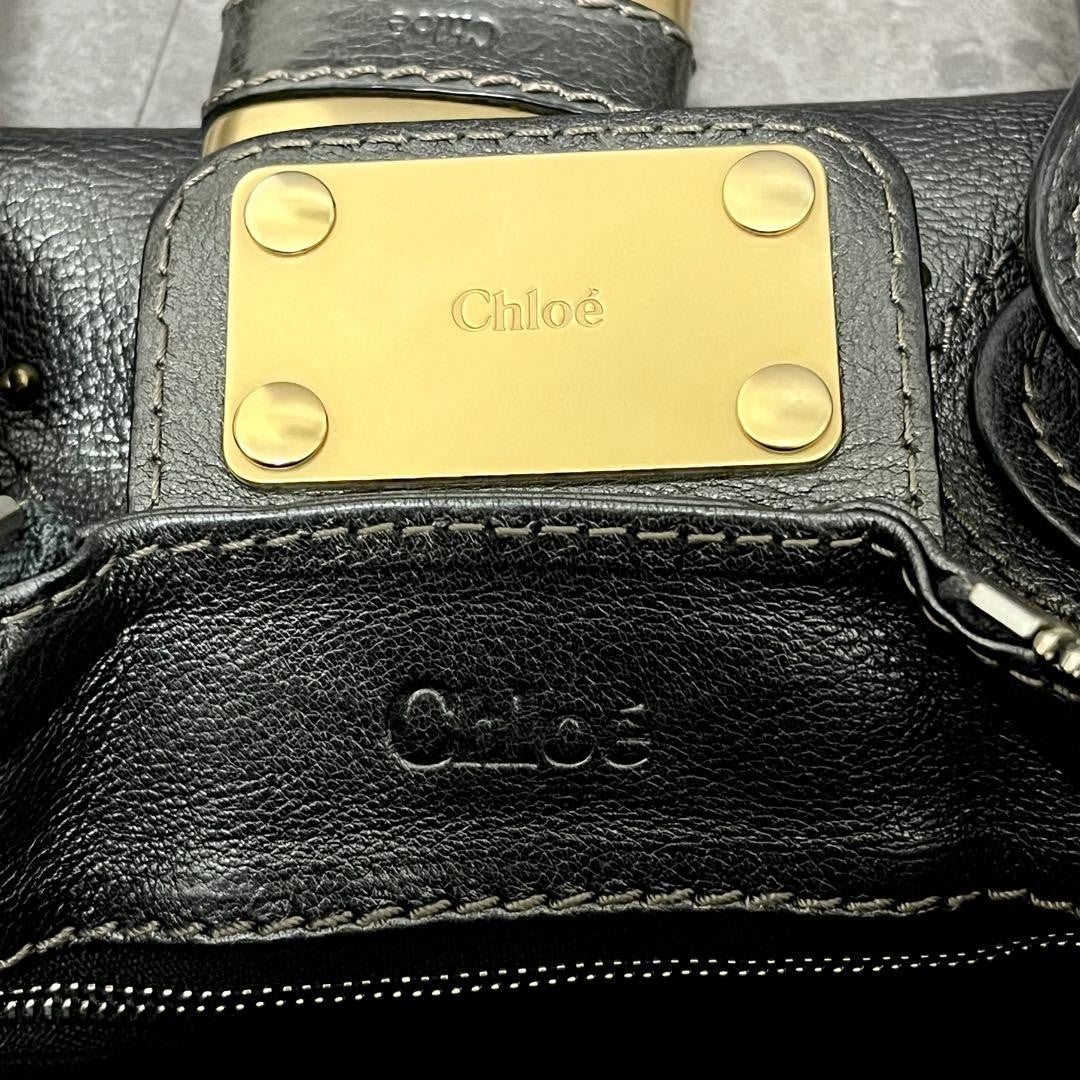 Genuine Pre-Owned Beautiful Chloe Paddington handbag padlock metallic gray