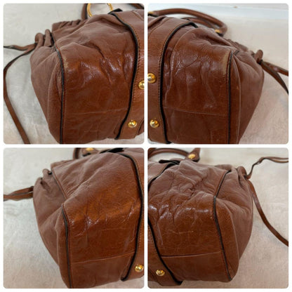 Genuine Pre-Owned miumiu vitello lux ribbon 2way bag brown leather shoulder