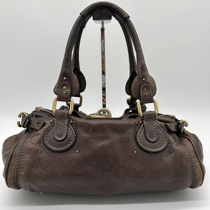 Genuine Pre-Owned Beautiful Chloe Paddington handbag padlocked leather dark brown