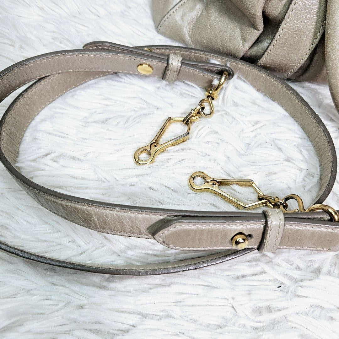 Genuine Pre-Owned MIU MIU leather shoulder bag 2-way Vittero Luxe beige