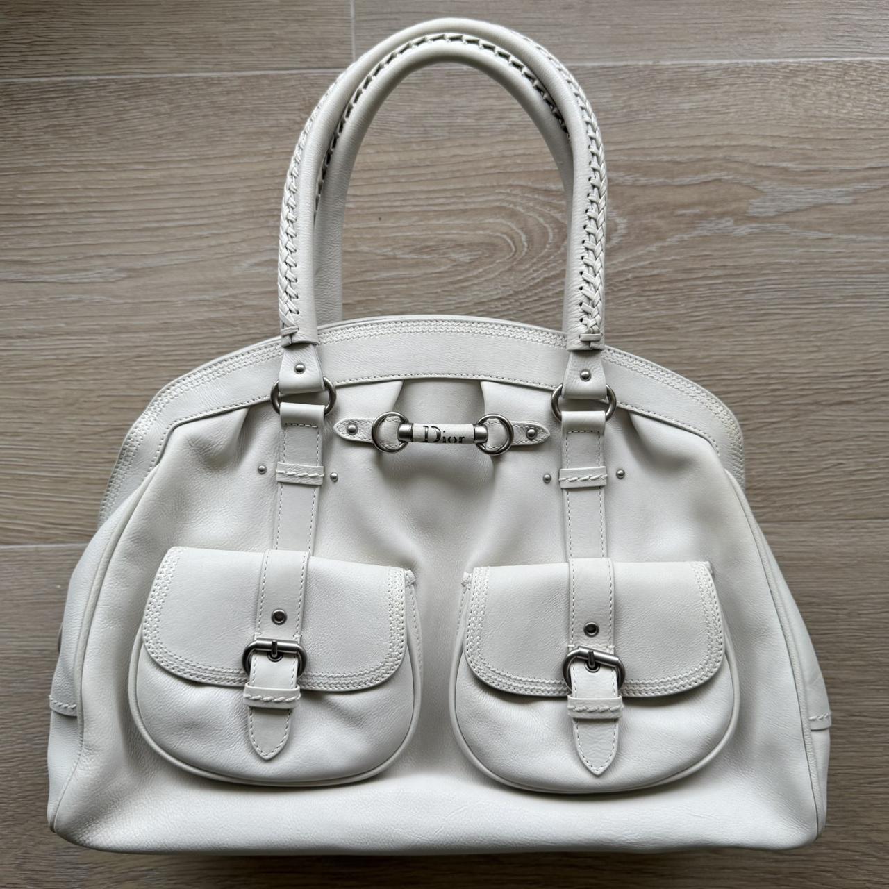 Christian Dior Y2K handbag tote bag white leather