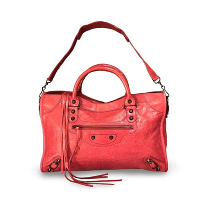 Genuine Pre-Owned BALENCIAGA The City 2-way shoulder hand red leather