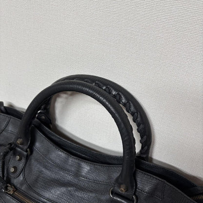 Genuine Pre-Owned Beautiful BALENCIAGA The City Bag Embossed Black Shoulder