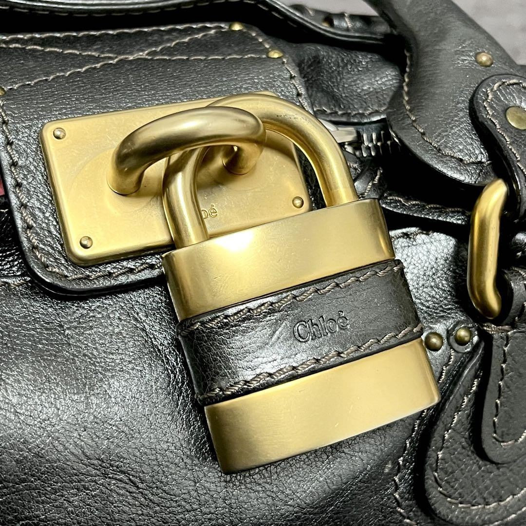 Genuine Pre-Owned Beautiful Chloe Paddington handbag padlock metallic gray