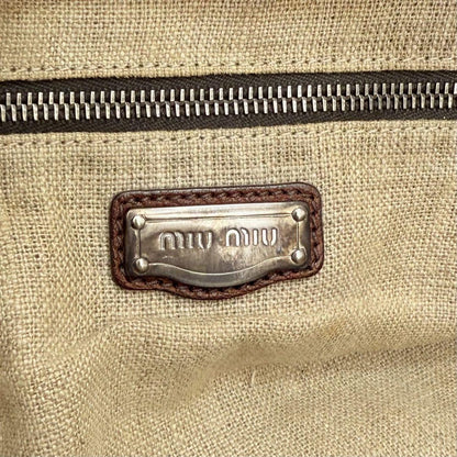 Genuine Pre-Owned miu miu leather flower studs handbag mini Boston Brown